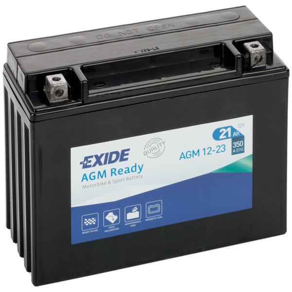 Exide AGM batteri 21Ah set forfra på hvid baggrund