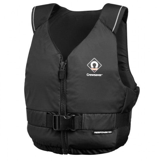 Crewsaver Response 50N flydevest set forfra i sort farve