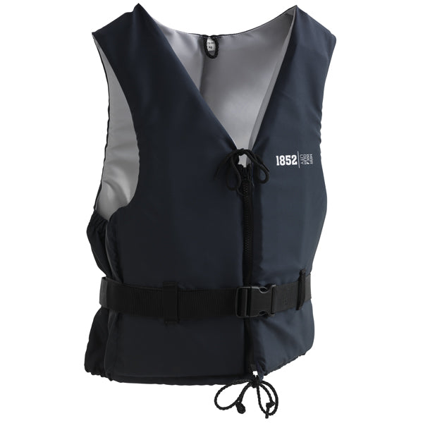Svømmevest fra 1852 i navy/grå design til 70-90 kg, set forfra.