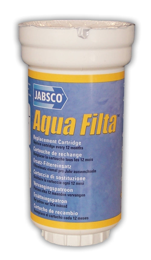 Jabsco reserve filter til pumpe, set fra siden