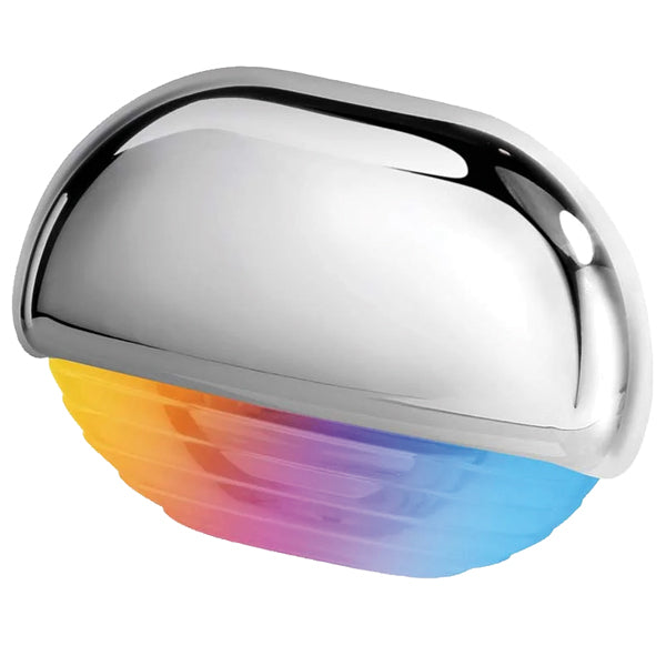 Hella Apelo RGB step lys i rustfrit stål monteret på en båd