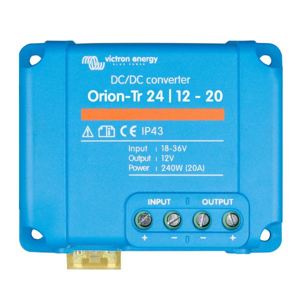 Victron Orion TR omformer i brug, tilsluttet elektrisk udstyr.
