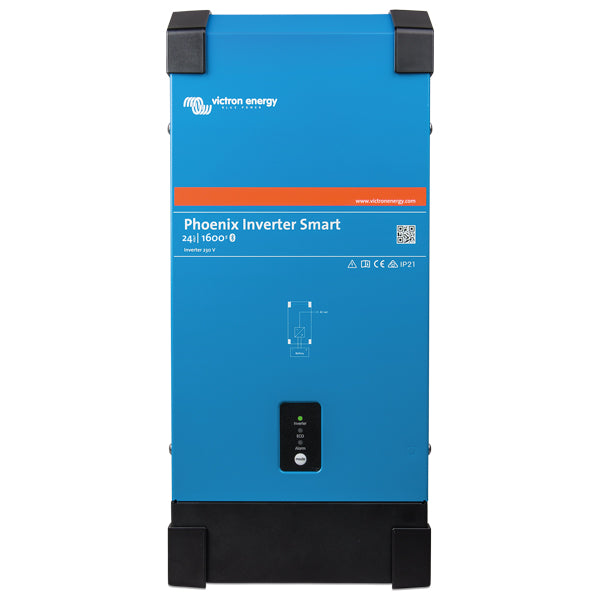 Victron Phoenix Inverter set bagfra med tilslutninger og kabler.