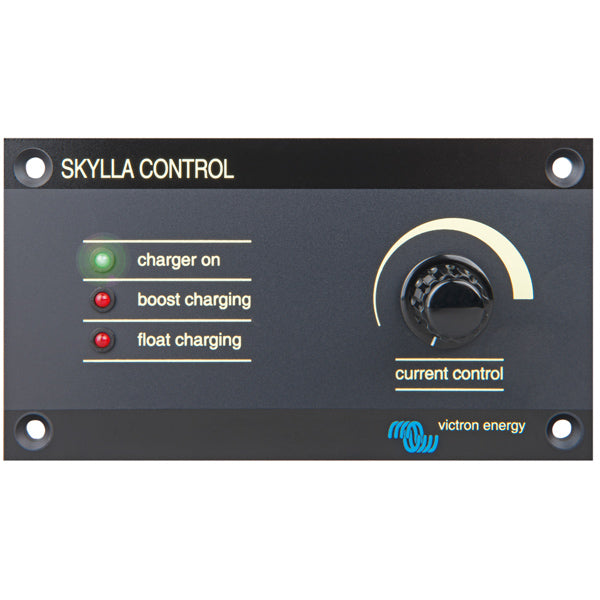 Victron Skylla TG kontrolpanel set forfra med tydelige knapper og lysindikatorer.