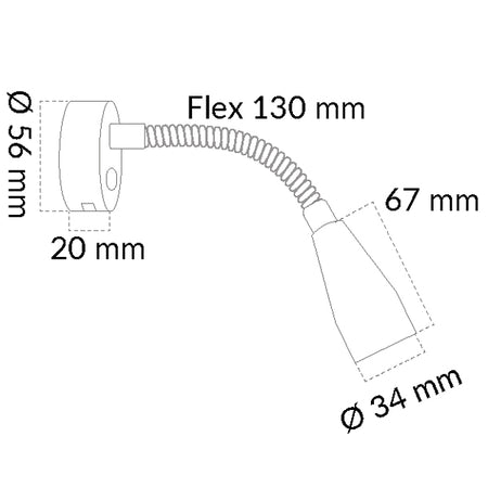 Casolux Mary Flex væglampe set forfra med fleksibel arm