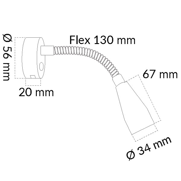 Casolux Mary Flex mini væglampe set forfra med blødt lys