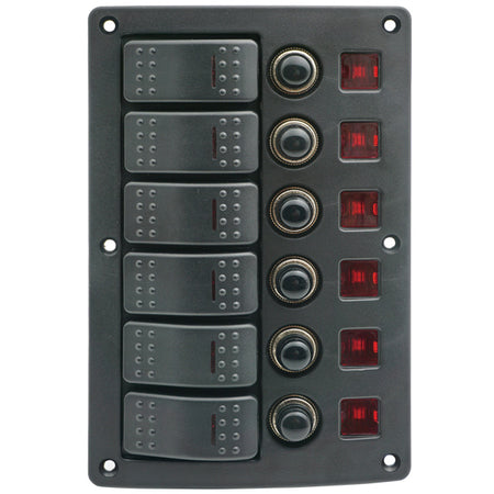 1852 elpanel med automat sikringer, set forfra med kontakter