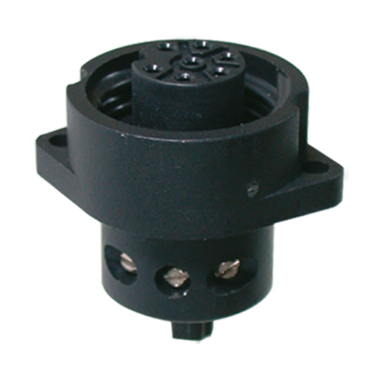 Philippi hunstik til 7-polet dåse, vist forfra med kabeltilslutning.