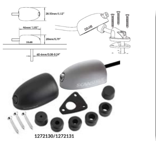 ScanStrut dæksgennemføring i sort til 2-6 mm ledninger, set fra siden