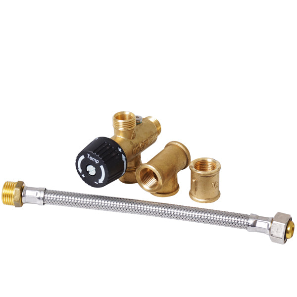 Isotemp mixer termostat kit til varmvandsbeholder set ovenfra med tilslutninger