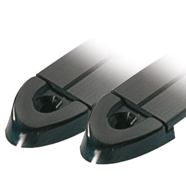 Ronstan endestop til 25mm skinne, set forfra med monteringsdele.