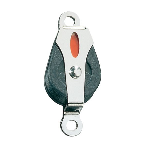 Ronstan skildpadde blok serie 20 kugleleje set fra siden, klar til montering på båd.