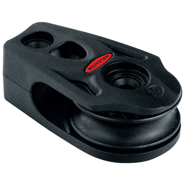 Ronstan Orbit fodblok serie 30 med kugleleje set forfra, klar til montering på båd.