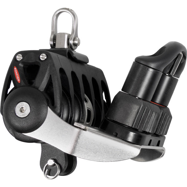 Ronstan Orbit Quinblok med sv, frølår og hunds, set fra siden