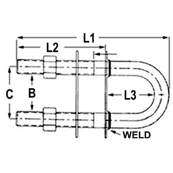 U-bøjle Ø9,5 fra 1852 set ovenfra, detaljeret design.