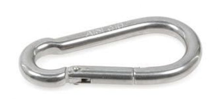 1852 karabinhage RF 12x140mm AISI 316 set fra siden, visende detaljerne i designet.