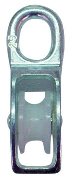 Enkeltblok fra SeaTec set forfra, med galvaniseret finish og 40 mm diameter.