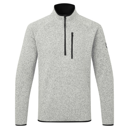 Gill fleece jakke i grå, set forfra med lynlås ved halsen.