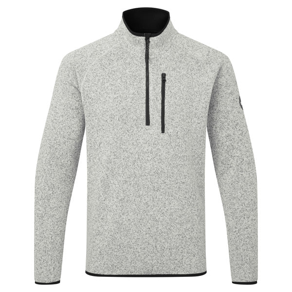Gill fleece jakke i grå, set forfra med lynlås ved halsen.