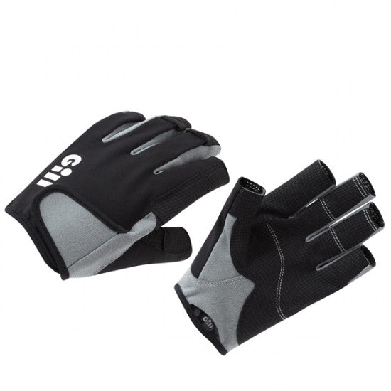 Gill 7043 sejlerhandsker i sort og grå, set fra forsiden