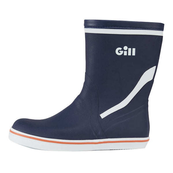 Gill gummistøvle kort navy set forfra med tydeligt logo