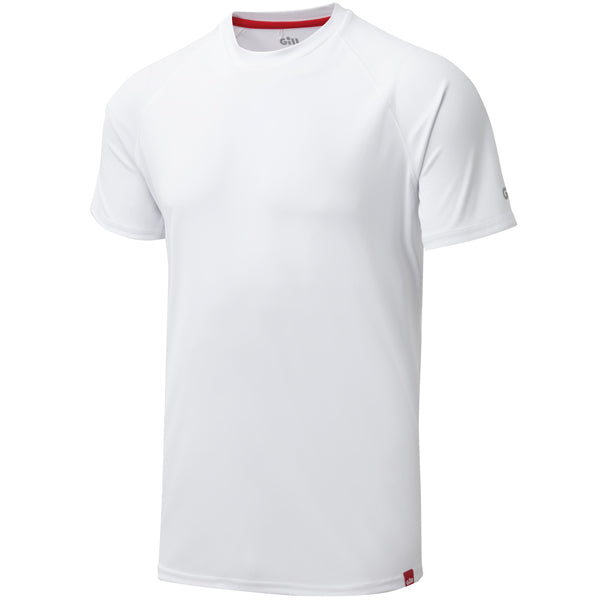 Gill UV010 Men's UV Tec T-Shirt i hvid farve, set forfra