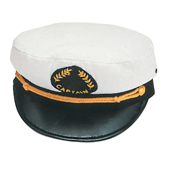 Hvid SeaTec Captain Cap str 59 set fra siden med skygge.