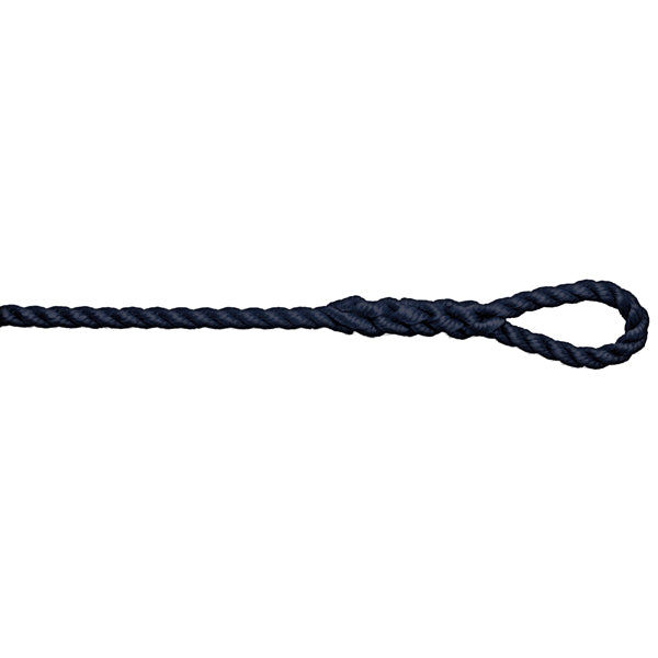 Robline twisted fenderline i navy blå, 8mm tyk og 2m lang, til fortøjning.