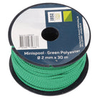 Minirulle i grøn polyester med Ø2mm tråd, 30 meter lang