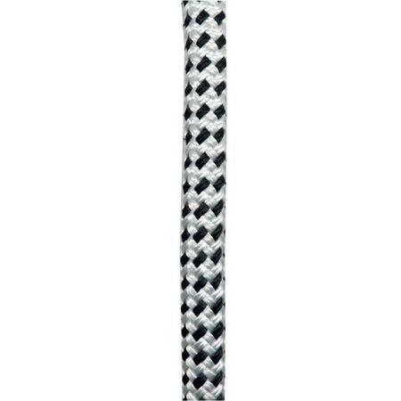 Robline fortøjningstov i hvid/sort, 12mm, 10m langt, liggende på en båd