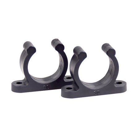 SeaTec nylonclips 30mm med udvendig hul, vist fra siden.