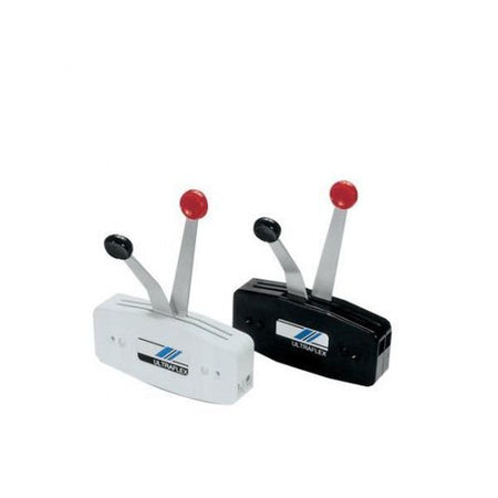 Ultraflex kontrolboks med hvidt togreb, set forfra.