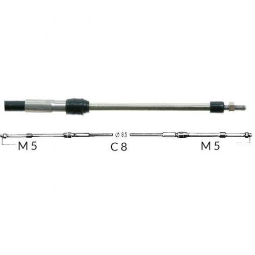 Ultraflex kontrolkabel C8 set forfra, klar til installation.