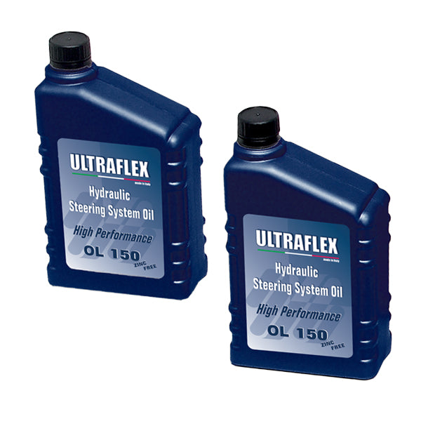 Bagudskuende billede af Ultraflex styringspakke installeret på båd.