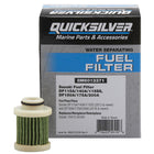 Quicksilver brændstoffilter med vandseparator set forfra på hvid baggrund