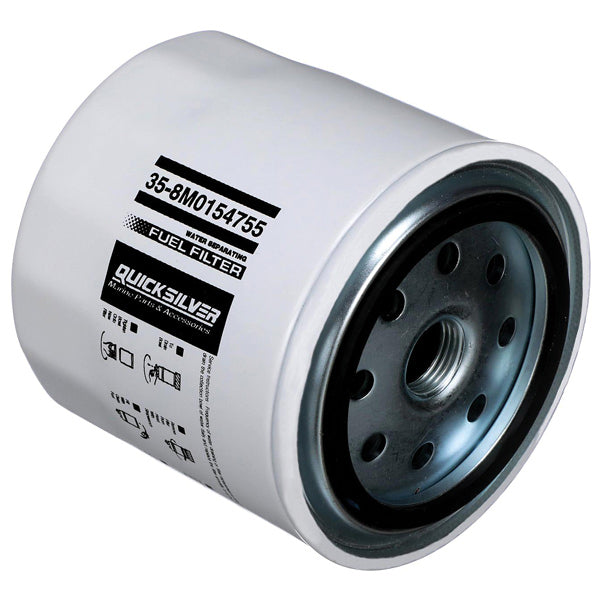 Quicksilver brændstoffilter med 10-mikron filtrering i hvidt design