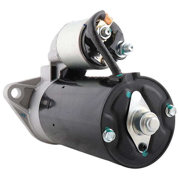 Quicksilver 12-volt starter set fra siden med tekniske detaljer synlige
