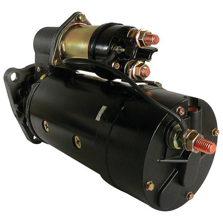 Quicksilver 12-volt starter set fra siden, klar til installation.