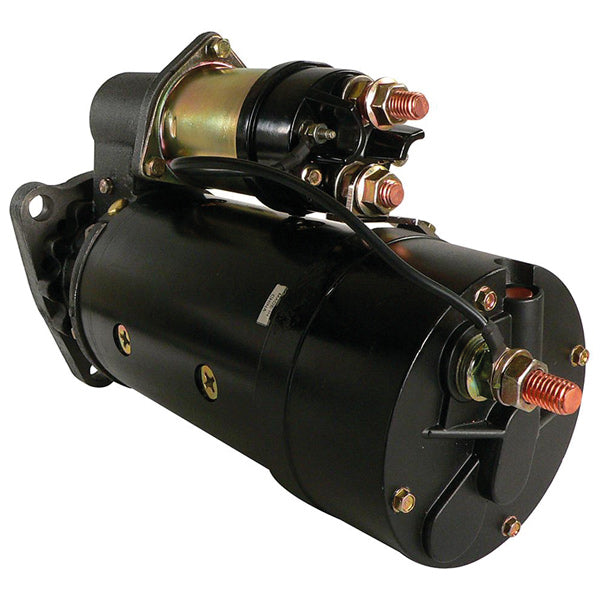 Quicksilver 12-volt starter set fra siden, klar til installation.