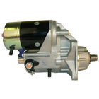 Quicksilver 12-volt starter set fra siden med kabler og montagepunkter synlige.