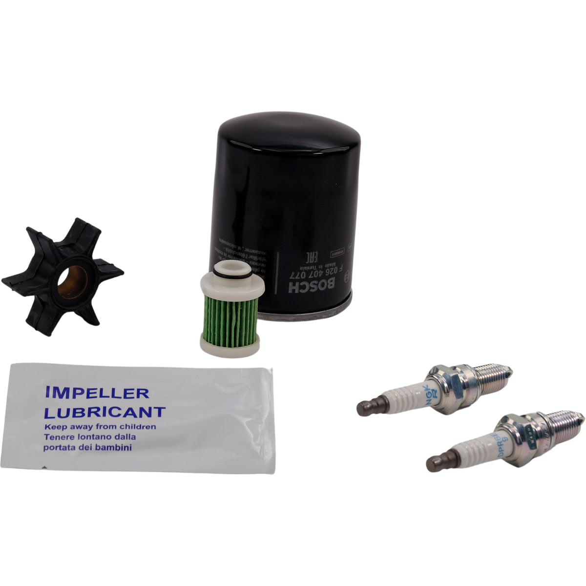 SeaTec Yamaha servicekit F25G pakket sammen med tilbehør