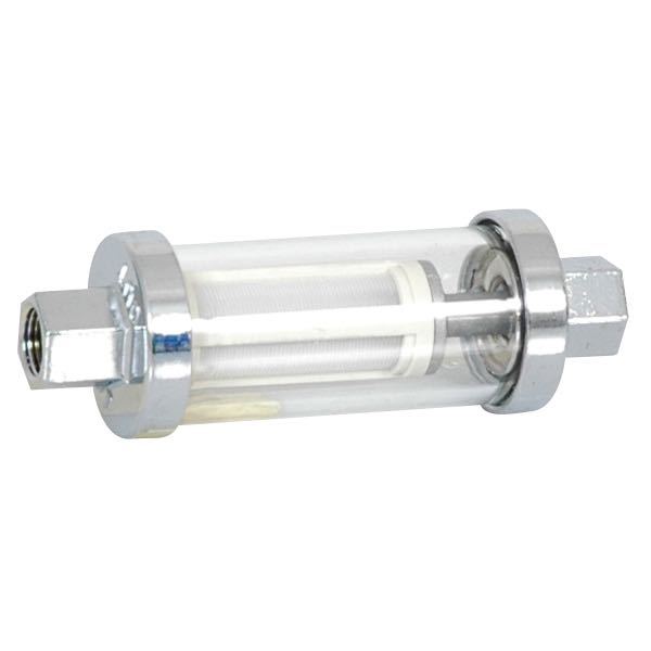 1852 benzinfilter med studs til 6,8 og 10 mm, set forfra