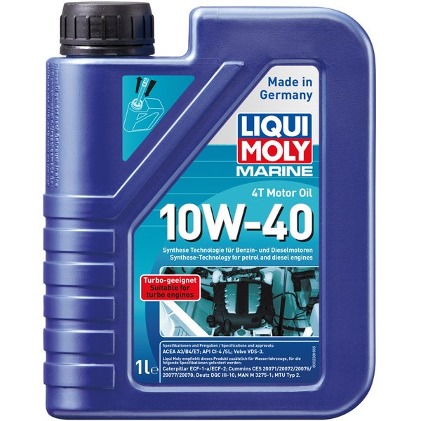 Liqui Moly marine 4t motor olie 10w-40 i 5 liter dunk, set forfra.