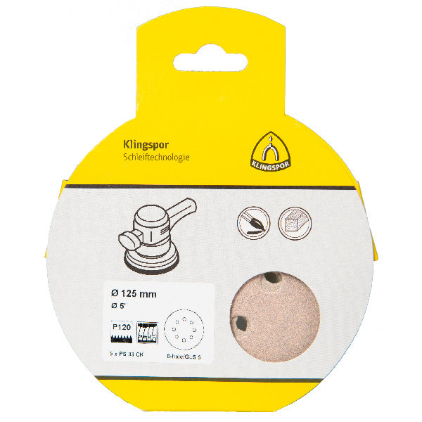 Klingspor sliberondel PS33 P60 med hul, viser bagsiden