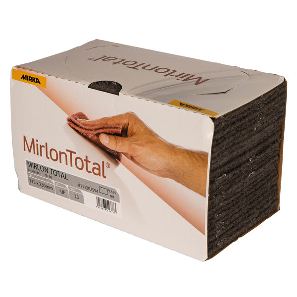 Mirka Mirlon slibesvamp i grå, set fra siden med fokus på størrelse.