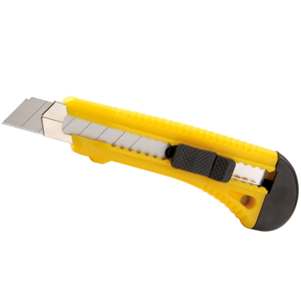 SeaTec hobbykniv i gul farve med 18 mm blad, set skråt fra siden.