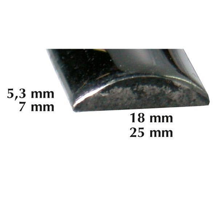 SeaTec Fenderliste RF 18mm halv rund, vist fra siden med monteringsdetaljer.