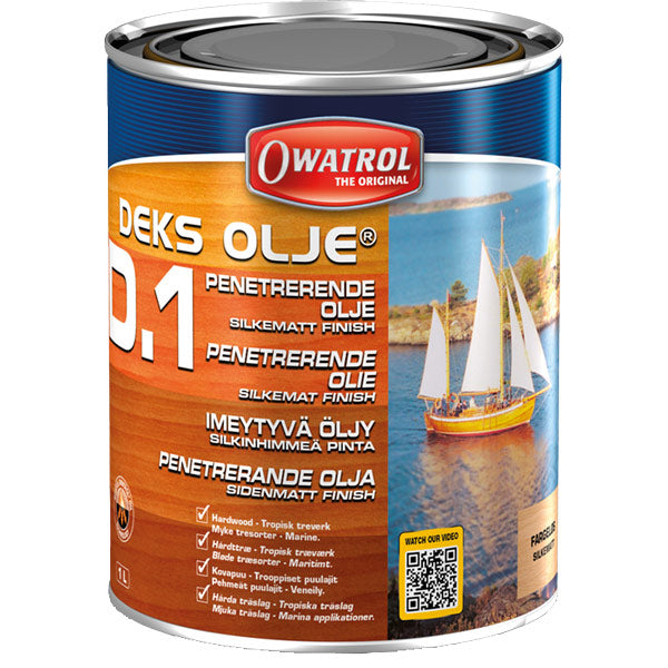 Owatrol Deks olie D1 i 2,5L flaske set fra siden