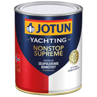 Jotun Nonstop Supreme bundmaling i grå farve, set fra siden med et klart label.