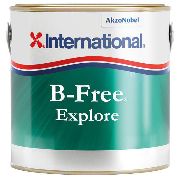 International B-Free Explore Navy 0,75L bundmaling i nærbillede med transparent låg